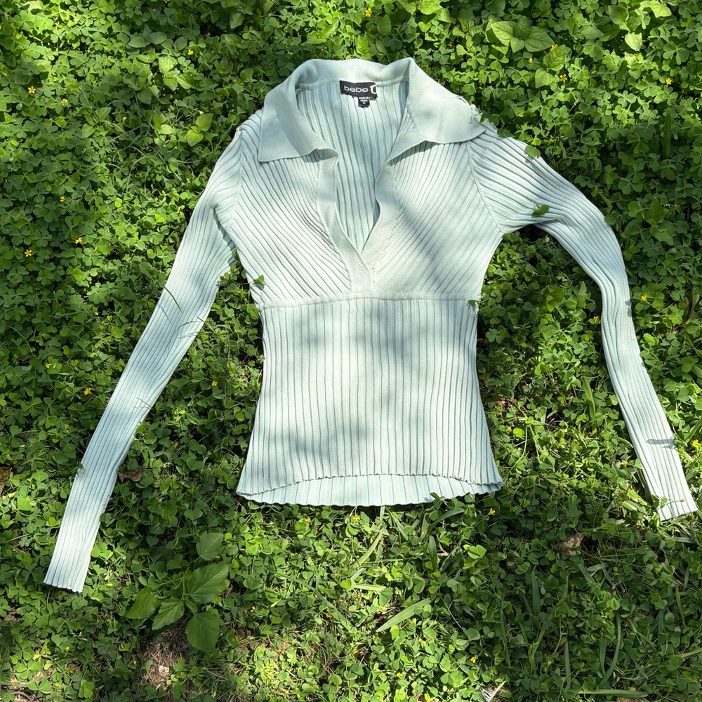 Light Green Ribbed Sweater - Picture 2 of 3